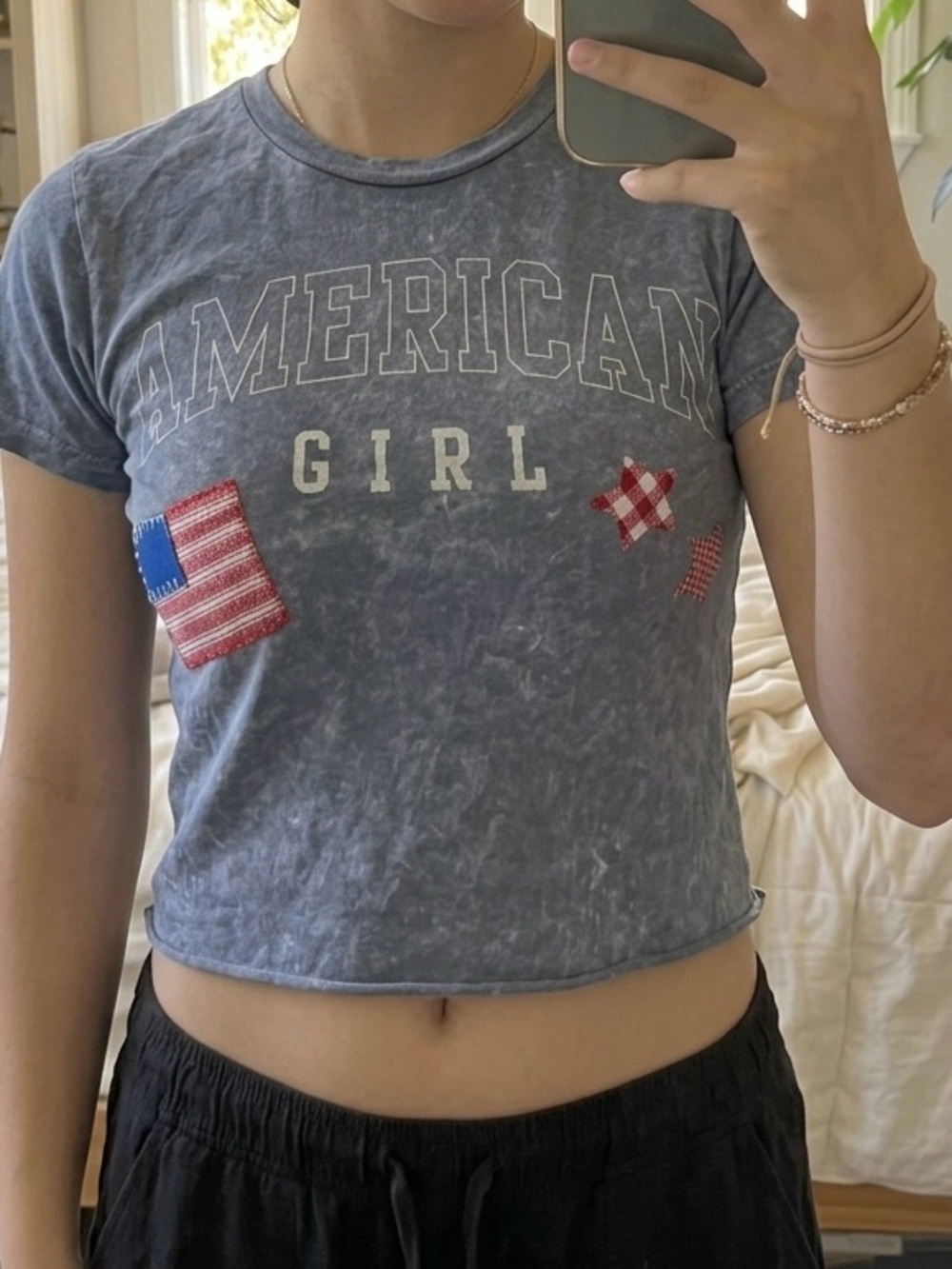 American Girl Washed Blue Graphic Tee